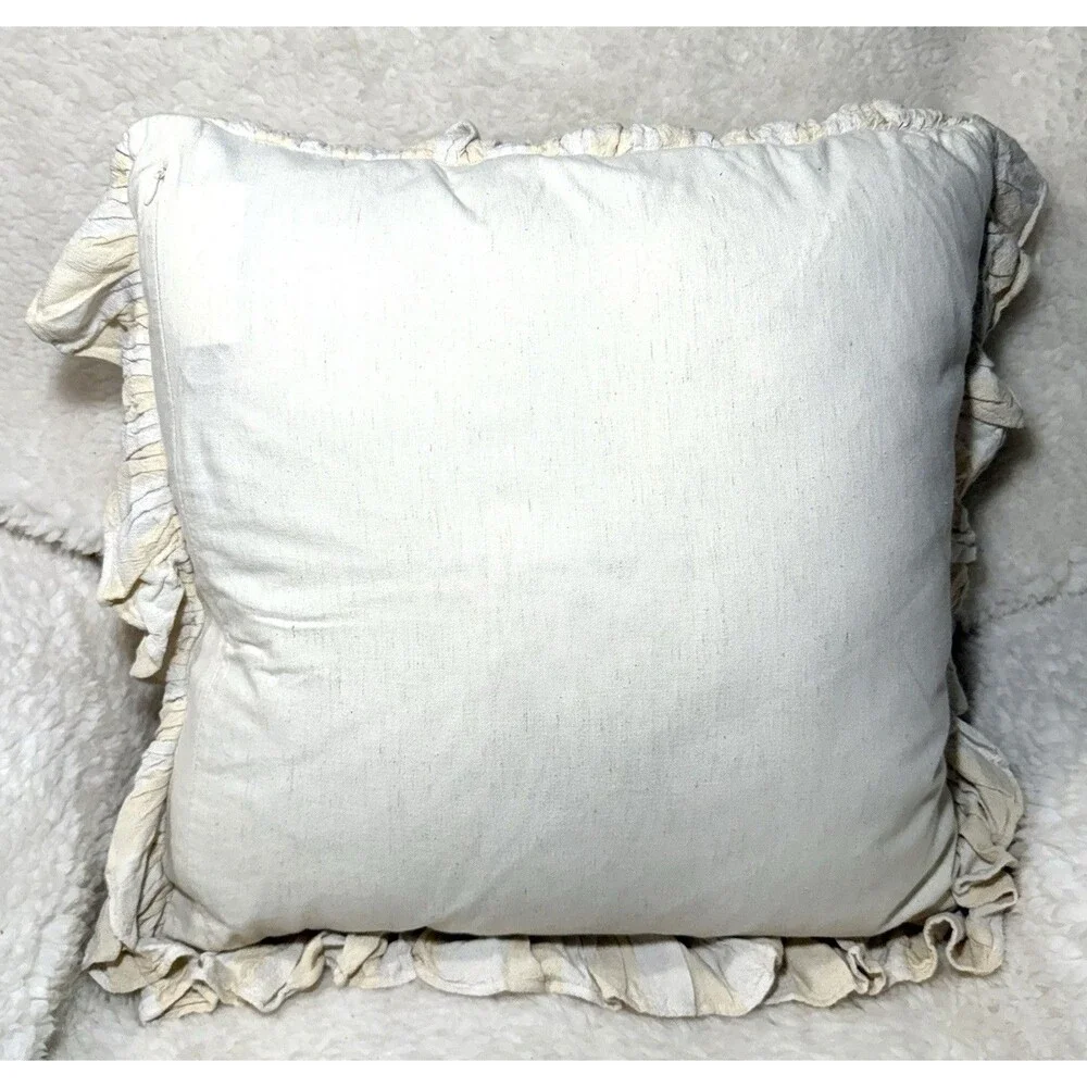 Threshold Studio McGee Square Pillow Big Stripe Ruffle Yellow 20x20 NEW